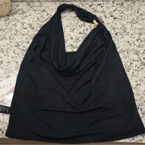 BLENCA Halter Cowl Neck Open Back Stretch Top Black Size L - Picture 3 of 5